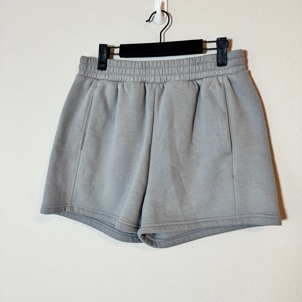 Balance Collection Womens‎ Sweat Shorts Light Grey Elastic Waist Pockets Size L